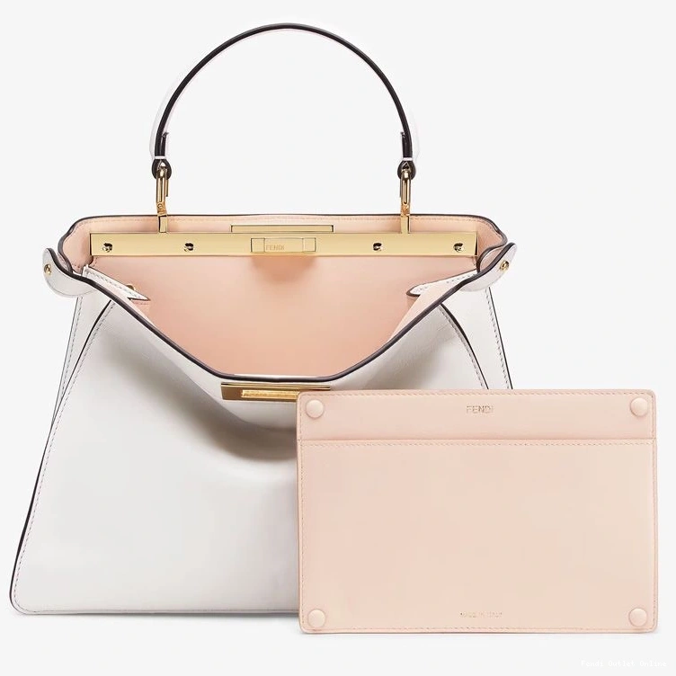Cheap Laether Fendi Nappa Peekaboo Medium In ISeeU Bag White 0825